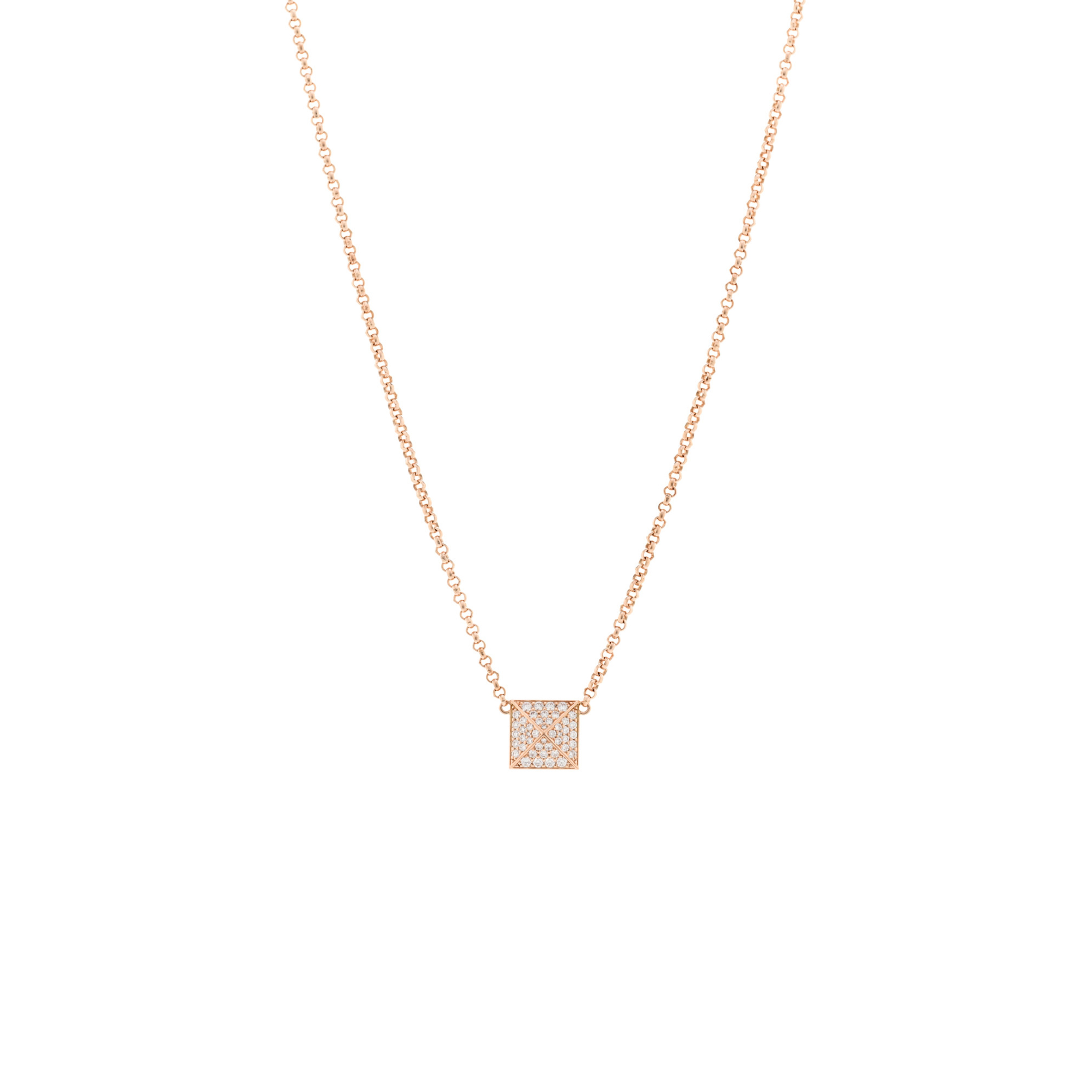 h**mes 18k rose gold Di*m*nd gm clou d''h pendant necklace